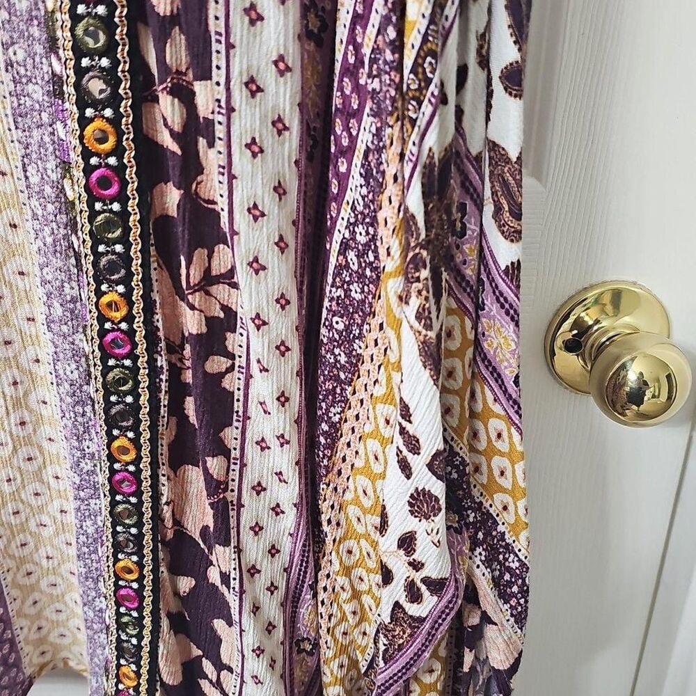 Style & Co Women's Boho Kimono Cardigan w/ Embroidered Mirror Trim Size L - Picture 6 of 8